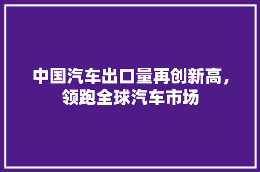 中国汽车出口量再创新高，领跑全球汽车市场