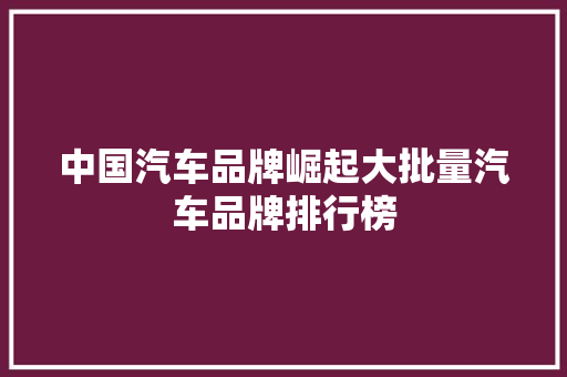 中国汽车品牌崛起大批量汽车品牌排行榜