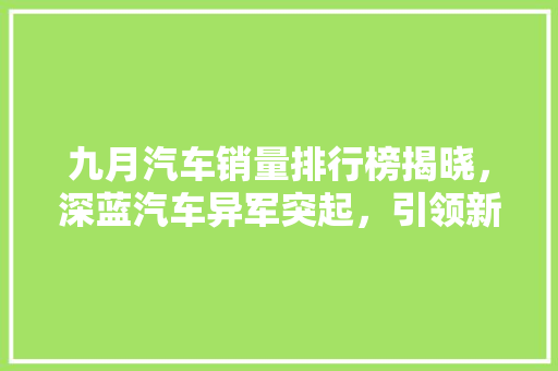 九月汽车销量排行榜揭晓，深蓝汽车异军突起，引领新能源汽车市场新潮流