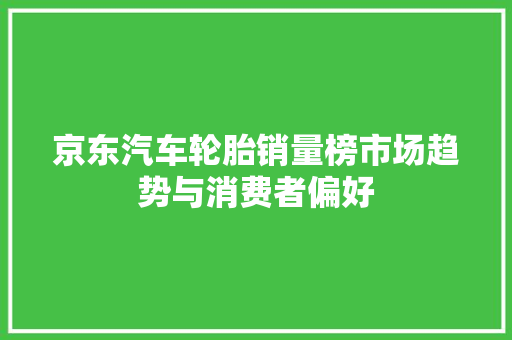 京东汽车轮胎销量榜市场趋势与消费者偏好