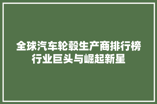 全球汽车轮毂生产商排行榜行业巨头与崛起新星