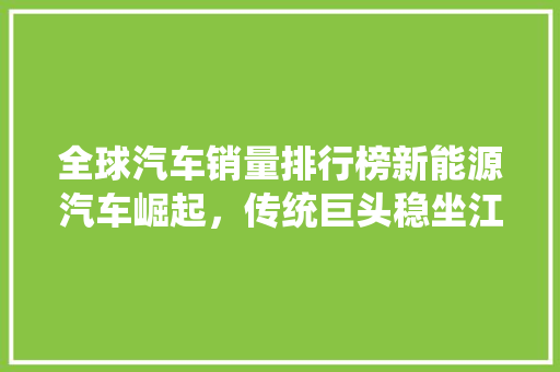 全球汽车销量排行榜新能源汽车崛起，传统巨头稳坐江山