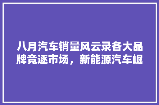 八月汽车销量风云录各大品牌竞逐市场，新能源汽车崛起