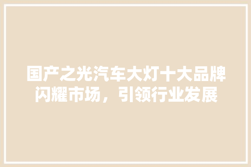 国产之光汽车大灯十大品牌闪耀市场，引领行业发展