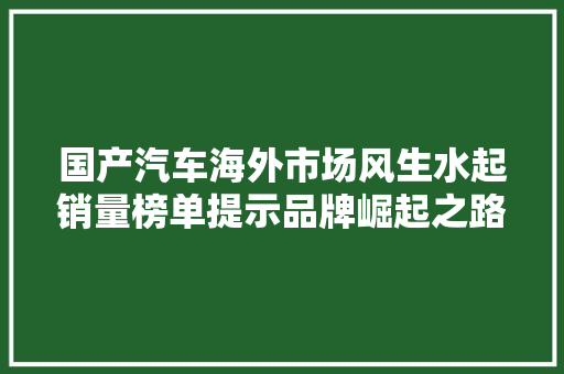 国产汽车海外市场风生水起销量榜单提示品牌崛起之路