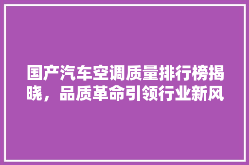 国产汽车空调质量排行榜揭晓，品质革命引领行业新风向