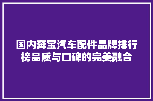 国内奔宝汽车配件品牌排行榜品质与口碑的完美融合