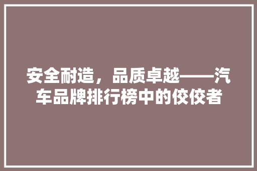 安全耐造，品质卓越——汽车品牌排行榜中的佼佼者