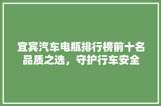 宜宾汽车电瓶排行榜前十名品质之选，守护行车安全